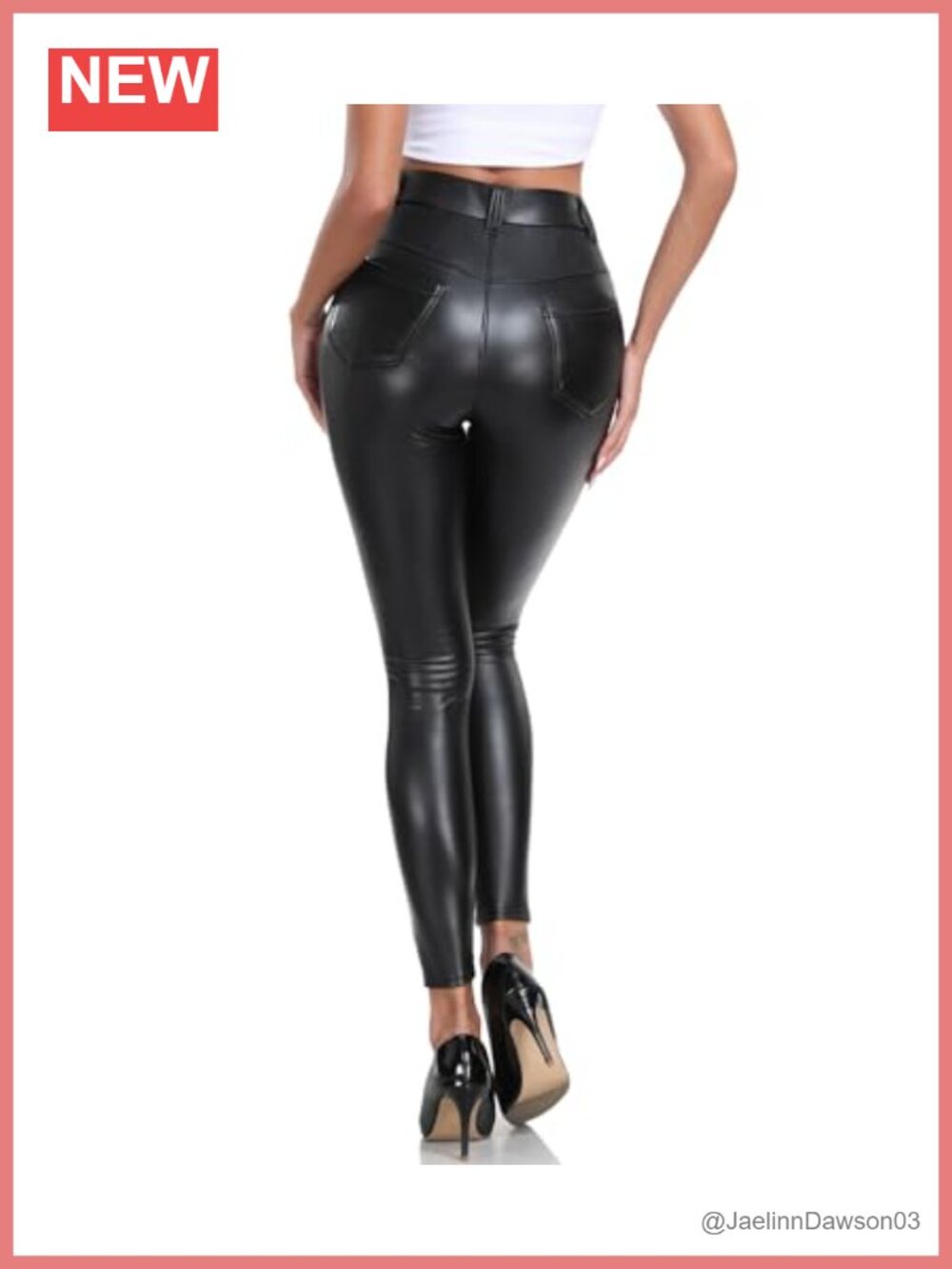 Faux Leather Leggings High Waisted Fleece Lined Tummy Control Pleather Pants